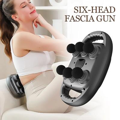 Pistola de Fascia de Seis Cabezales Vibración de Alta Frecuencia Pistola de Masaje Corporal Masajeador de Espalda y Cintura Masajeador Cuello Hombro Masajeador