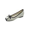 5 Cm Higher Bow Splicing Ballet Single Shoes Women's 2025 New Xiaoxiangfeng Square Head Flat Mary Jane Shoes