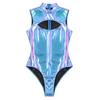 Women One Piece Swimsuits Sleeveless Glossy Swimwear Jumpsuit Leotard Nightclub Performance Costume