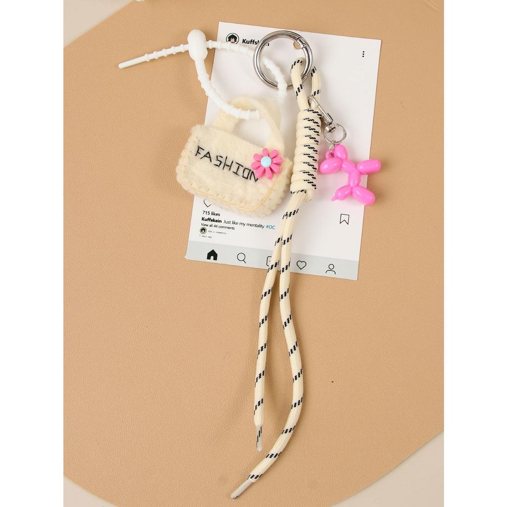 Ins wind wool felt mini bag cute balloon dog braided rope bag pendant versatile keychain car hanging