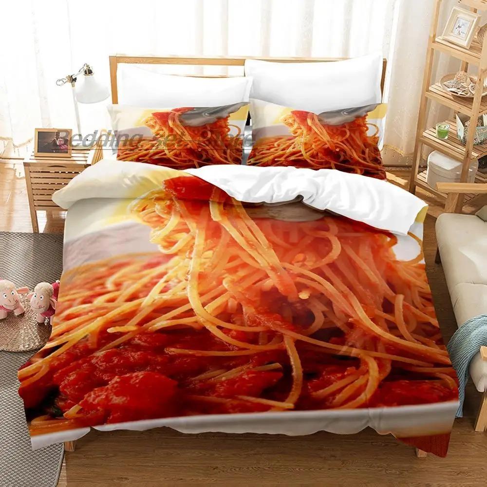 

Gourmet Spaghetti Italian Bedding Set Single Twin Full Queen King Size Bed Set Aldult Kid Bedroom Duvetcover Sets 3D Food AU Single 140x210cm