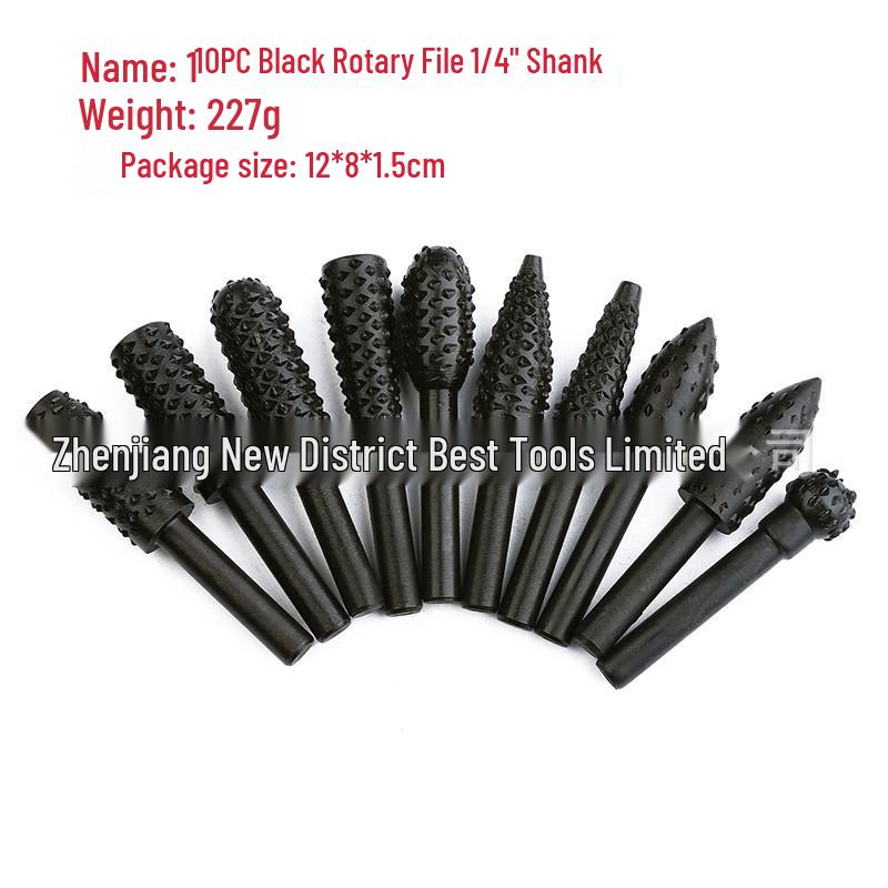 Black Wolf Tooth Rotary File Set for DIY Woodworking & Electric Grinding