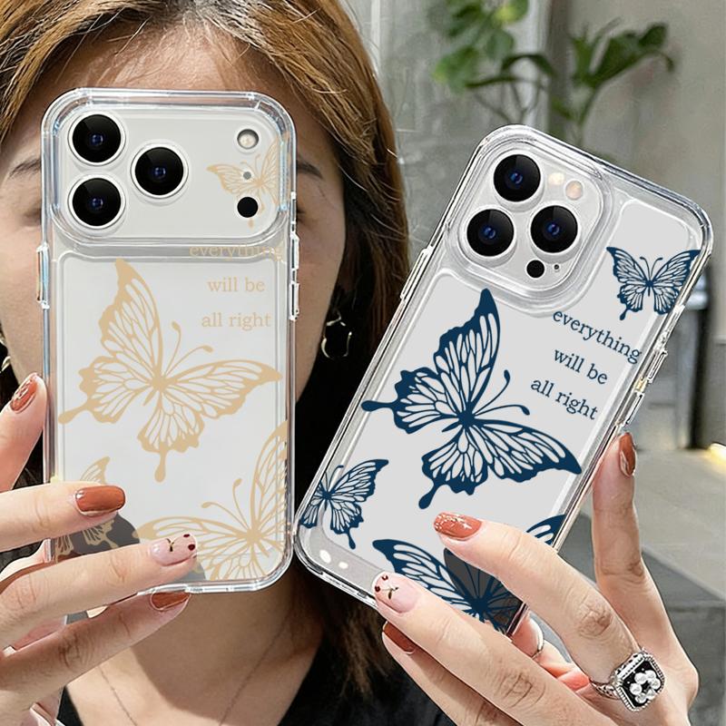 Sketching Butterfly Pattern Case For iPhone 17 Pro Max Coque iPhone 16 15 14 13 12 Pro Max 11 Clear TPU Silicone Soft Cover