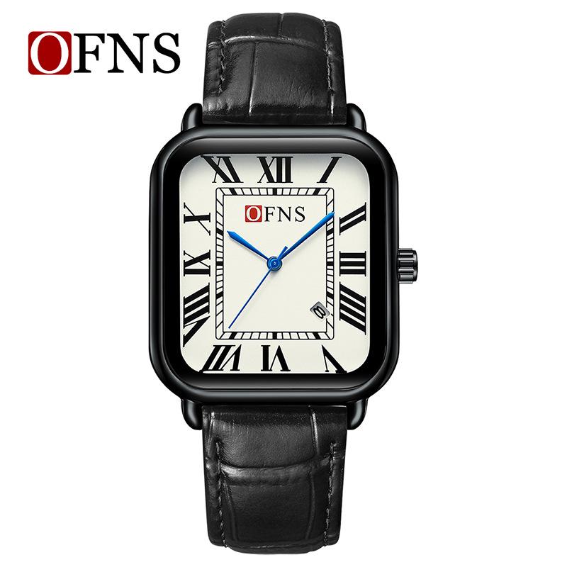 OFNS Silicone Quartz Rectangular Watch - Unisex Fashion with Calendar