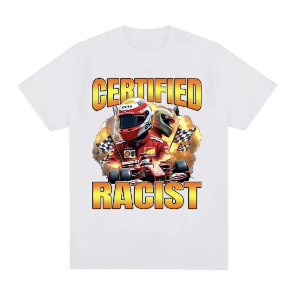 Professional Certified Racist Racing Enthusiast Men, Fashionable Retro T-shirt, Pure Cotton Casual Oversized T-shirt