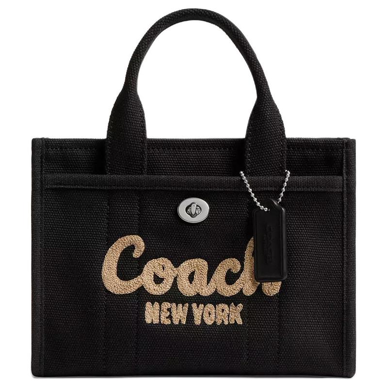 COACH Cargo 20 cursive logo embroidery canvas and grosgrain shoulder crossbody handbag small women s black чёрный