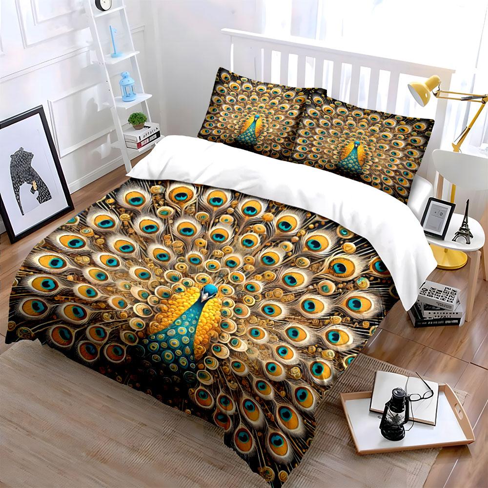Luxury Peacock Decor Set Multiple Sizes Kid'S And Adults' Bedroom Exquisite 3Pc Bedding Set, Gift