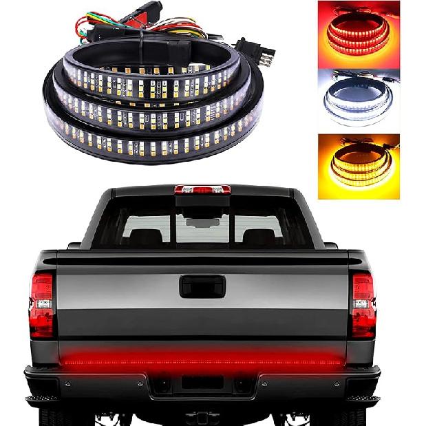 Kewucn Tailgate Light Bar 48" LED, IP65 Triple Row LED Strip with White Reverse Red Turning Signals, Universal Rear Light Bar for Pickup Trailer SUV