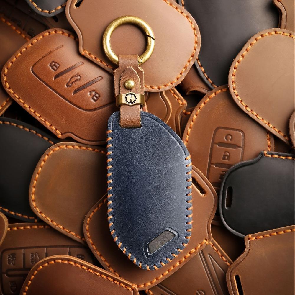 Genuine Leather Key Cover for KIA 2024 Model Car Keys Protective Case Keychain Accessories