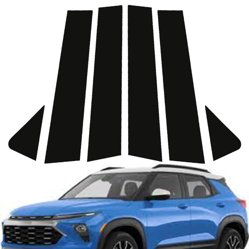 6ks pro Chevrolet TrailBlazer (crossover) 2021-2024 Lesklý černý sloupek Samolepky Sloupky na okna Vnější sloupky Ozdobný kryt