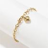 14K Hollow Volume Heart Link Chain Bracelet Small