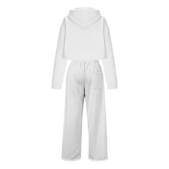 Women 2 Piece Outfits Long Sleeve Crop Hoodies Sweatsuits Casual Pullover Sweatshirts And Long Pants Set with Pockets