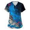 Textured Print V Neck Short Sleeve Medical Scrub Top with Double Pockets and Side Slit Hem for Healthcare Professionals