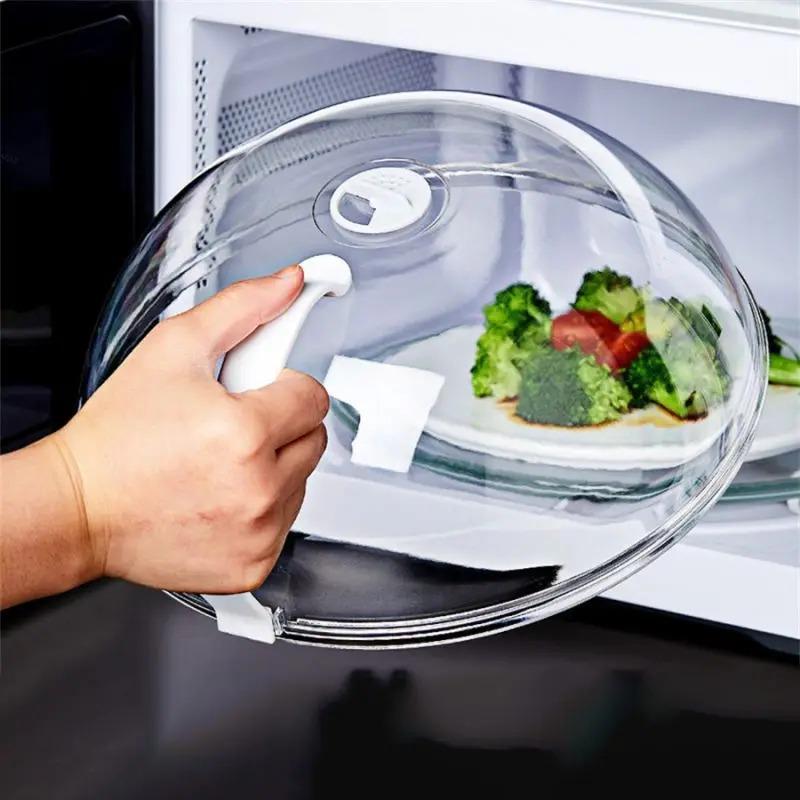 Microwave Splash Cover with Handle - BPA-Free Plastic Food Shield for Oven & Plate Heating, Easy-Clean Steam Vent Design