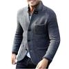 Men's Casual And Trendy British-style Solid-color Warm Cardigan Sweater, Men's Long-sleeved Button-up Stand-up Collar Sweater