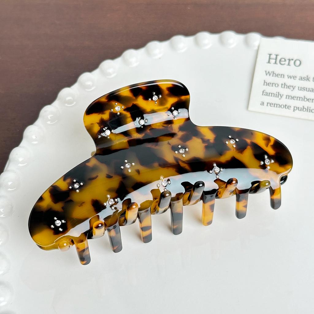 Stylish Acetate Rhinestonedecorated Hair Claw Clip For Elegant And Trendy High Ponytails