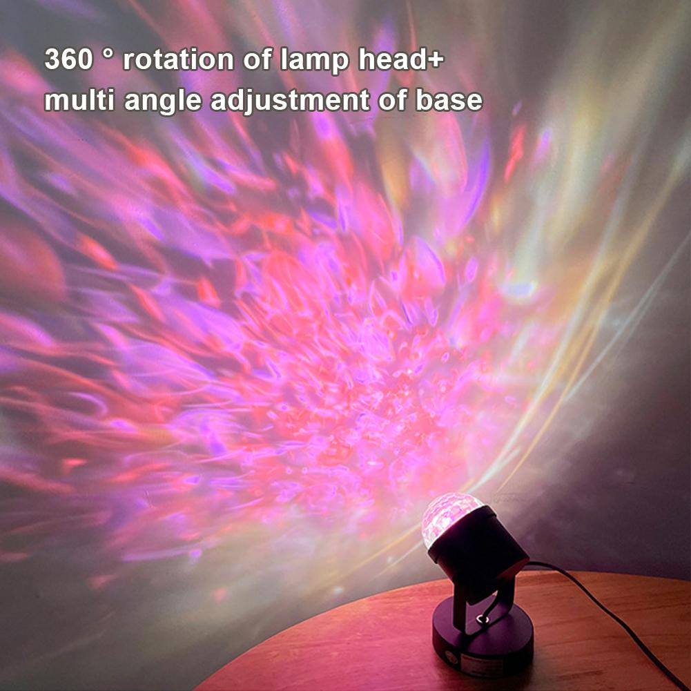 Water Ripple Desk Lamp RGB Projection Atmosphere Lamp Adjustable Dimmable Wall Spotlight for Bar Atmosphere Decoration