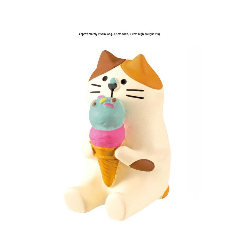 Resin Ice Cream Cat Ornaments - Trendy Handmade Japanese DIY Crafts for Car Decoration and Gifts.