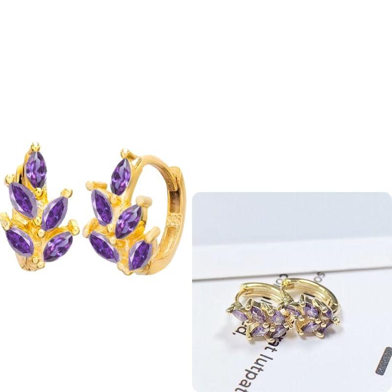 Damen 925 Silber Ohrstecker Lila Zirkon Ohrringe Creolen Lila Kristall Anhänger Ohrring Mode Hochzeits Schmuck