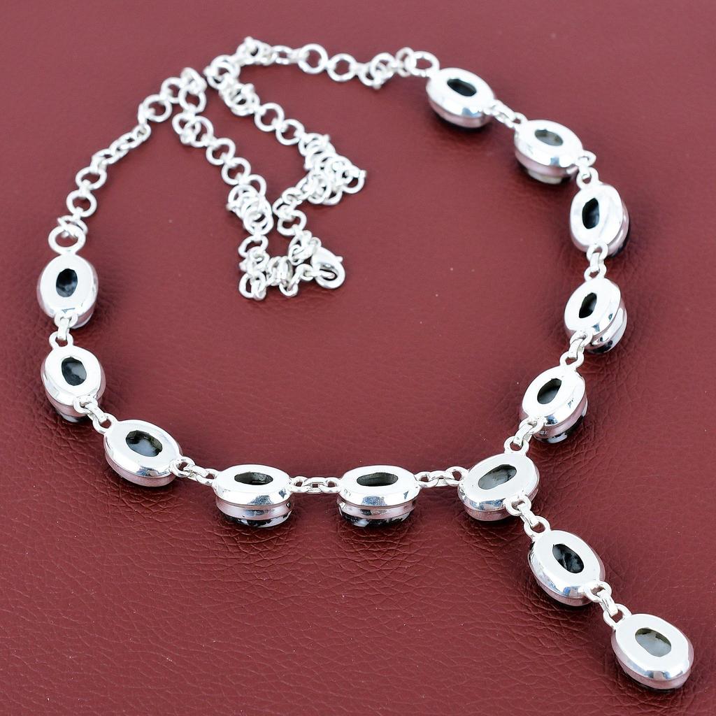 White Buffalo Turquoise Necklace Natural Gemstone Jewelry 925 Sterling Silver Necklace Adjustable Chain Necklace Handmade Necklace for Gifts