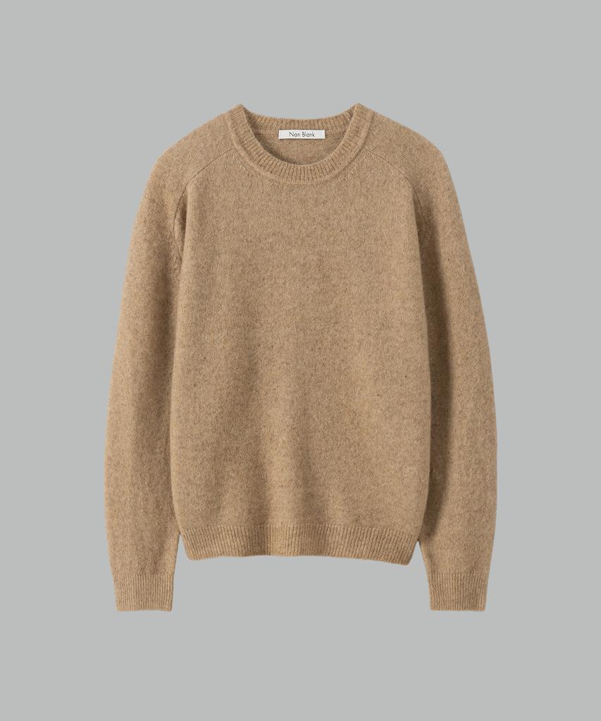 NONBLANK Mohair Wool Blend Crop Round Knit_Beige
