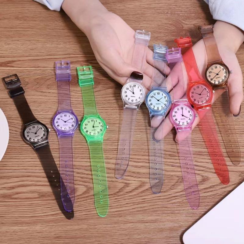 Colorful Transparent Strap Children's Watches Simple Sports Multi-color Wristwatch Unisex Quartz Watches for Kids Gifts reloj