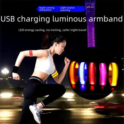 LED Reflektierendes Armband: USB-Lade Sportarmband für Nachtläufe, Radfahren, Signallicht-Armband mit Fischnetz-Design.