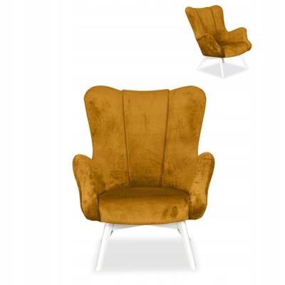 Scandinavian Wing Armchair Vika Family Furniture Shell Profiled Gold Yellow