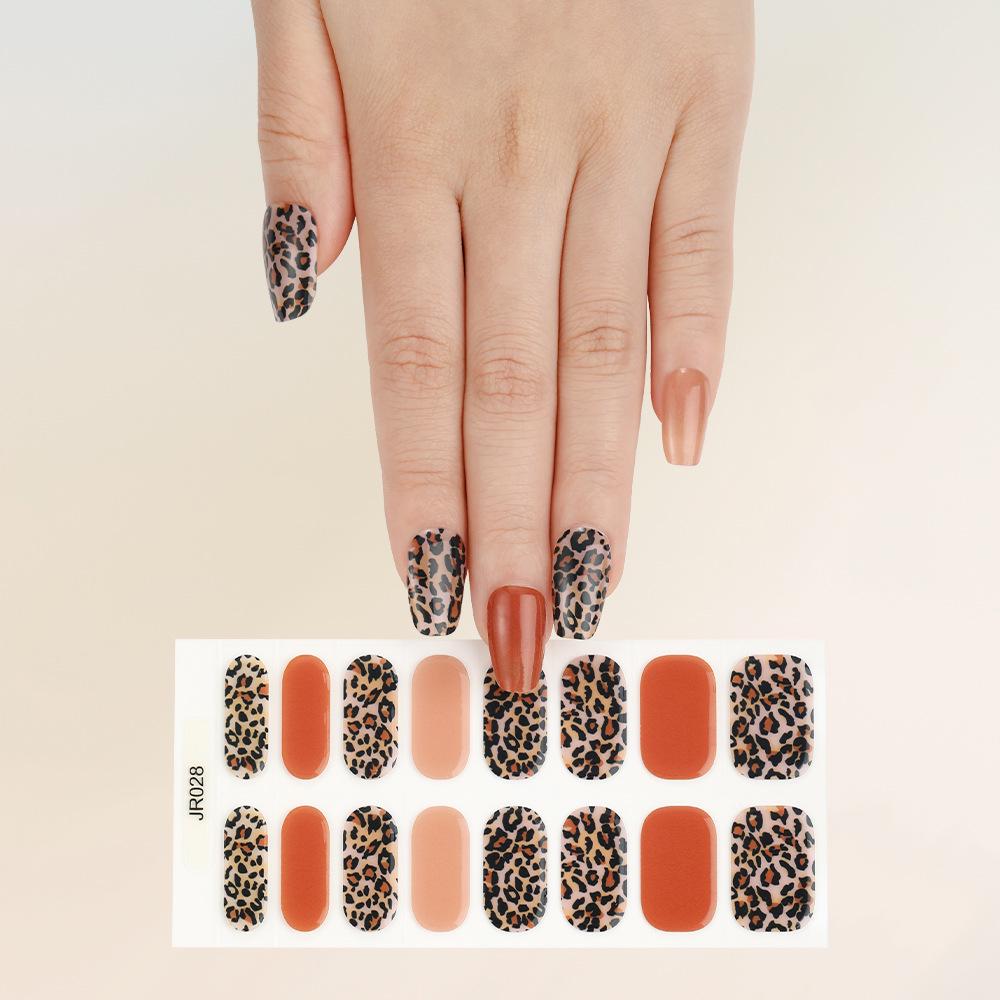 New Semi-Cured UV Gel Nail Stickers - 16 Finger Set with Light Therapy Curing Lamp for Full Nail Coverage