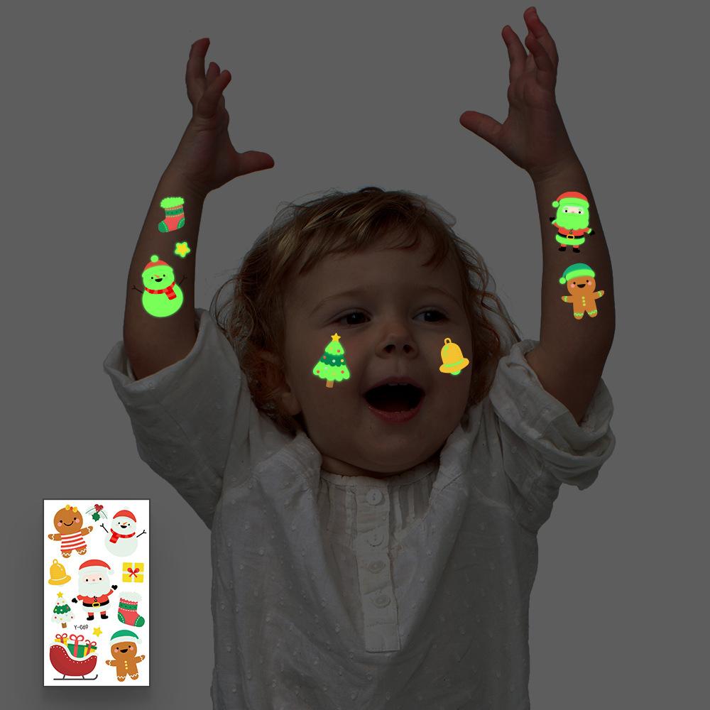 Christmas Luminous Tattoo Sticker 10 sheets,  Each sheet is about 10.5x6 cm. Var