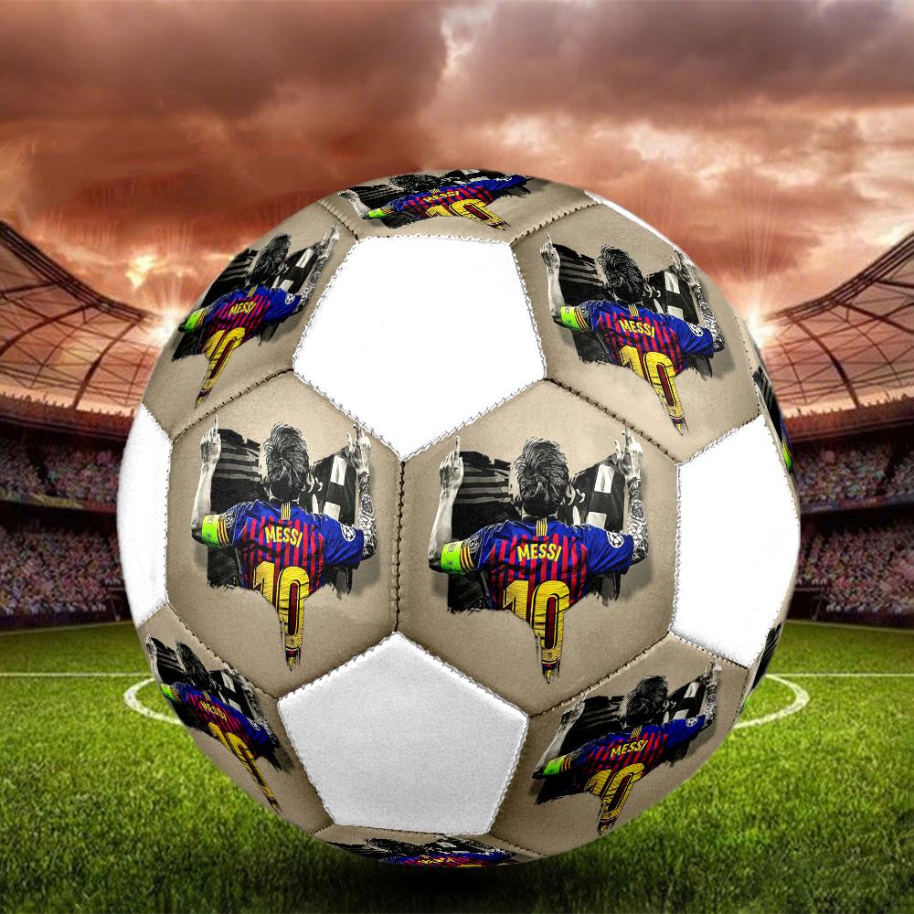 Leo10 Printed Size 5 Soccer Ball, Machine-Stitched PVC, Durable & High Bounce, All Ages Fit, fan merchandise, matches & outdoor use.