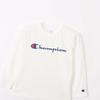 Champion Long Sleeve Crew Script Size 110 Kids' T-Shirt, Neck, 100% Cotton, Logo, Basic, Off-White, (CK-Y402)