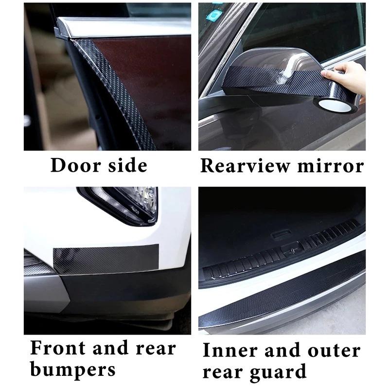 5D Carbon Fiber Car Sticker DIY Paste Protector Strip Auto Door Sill Side Mirror Anti Scratch Tape Waterproof Protect Film