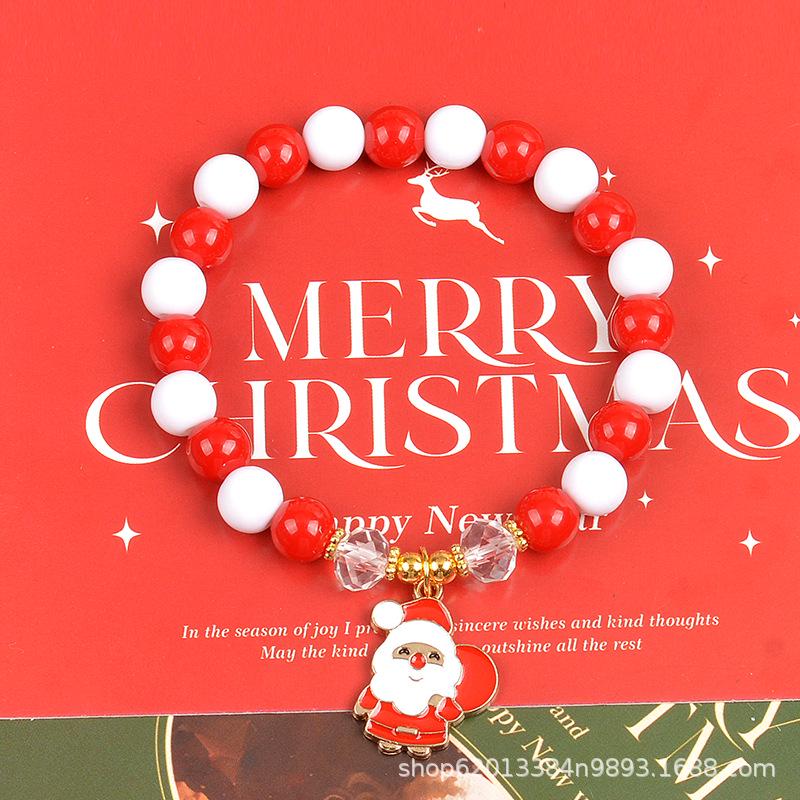 Holiday Beaded Letter & Christmas Tree Bracelet Set - European & American Style
