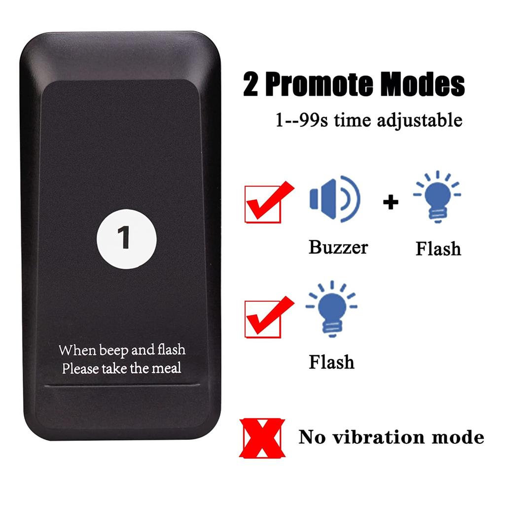Restaurant Coasters Wireless Pager Buzzer Bell Calling System For Coffe Coffee Fast Food Pagers Order Receiver(no vibration)