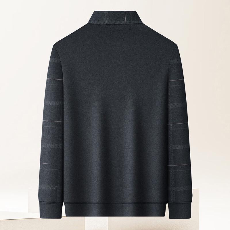 Montagut Men's Fleece Lined Faux Two-Piece Collar Long-Sleeve Polo Shirt