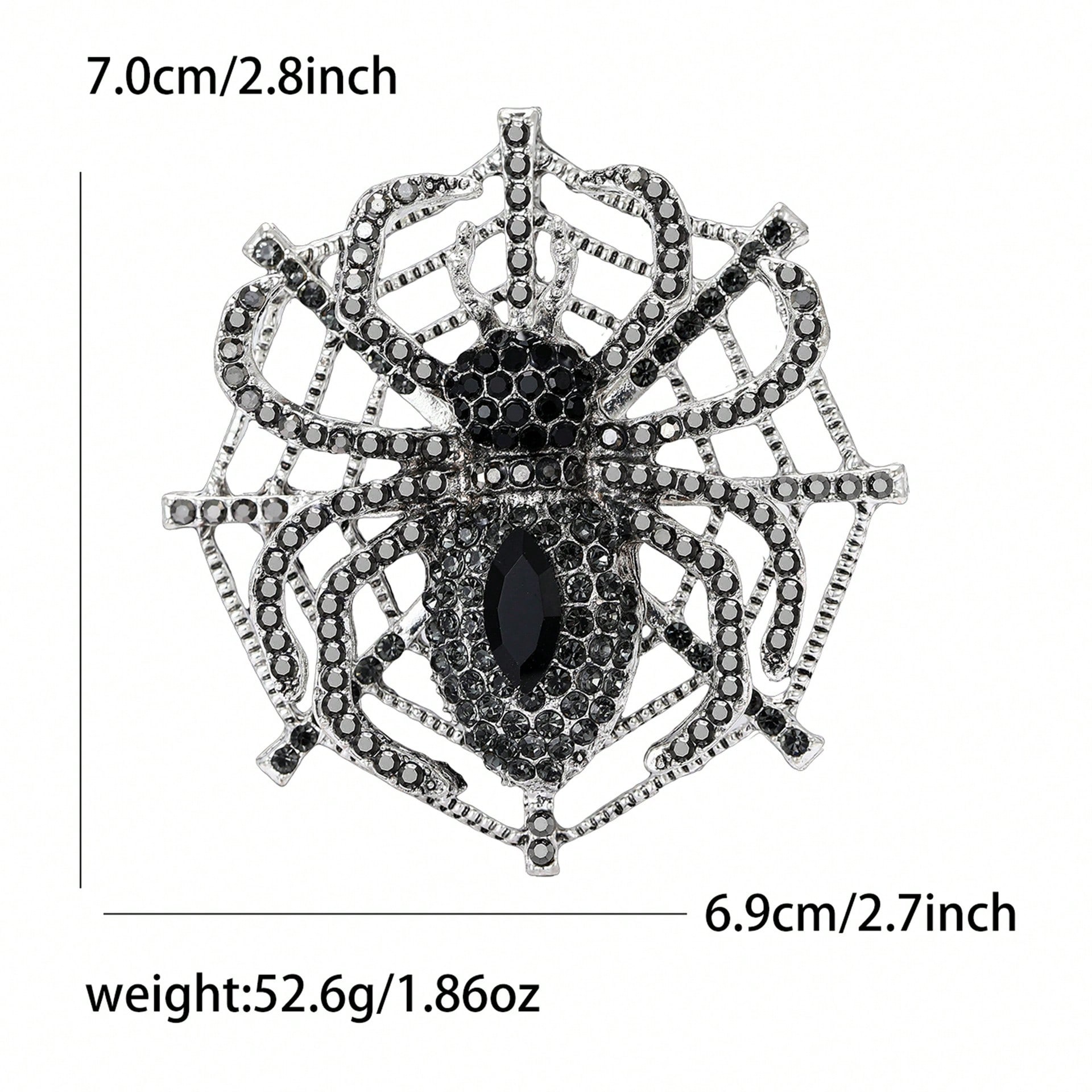 

Персонализированные модные броши-пауки из сплава со стразами, тяжелая промышленность, плетеная паутина, с преувеличенной креативностью, для женской одежды, аксессуары, брошь чёрный