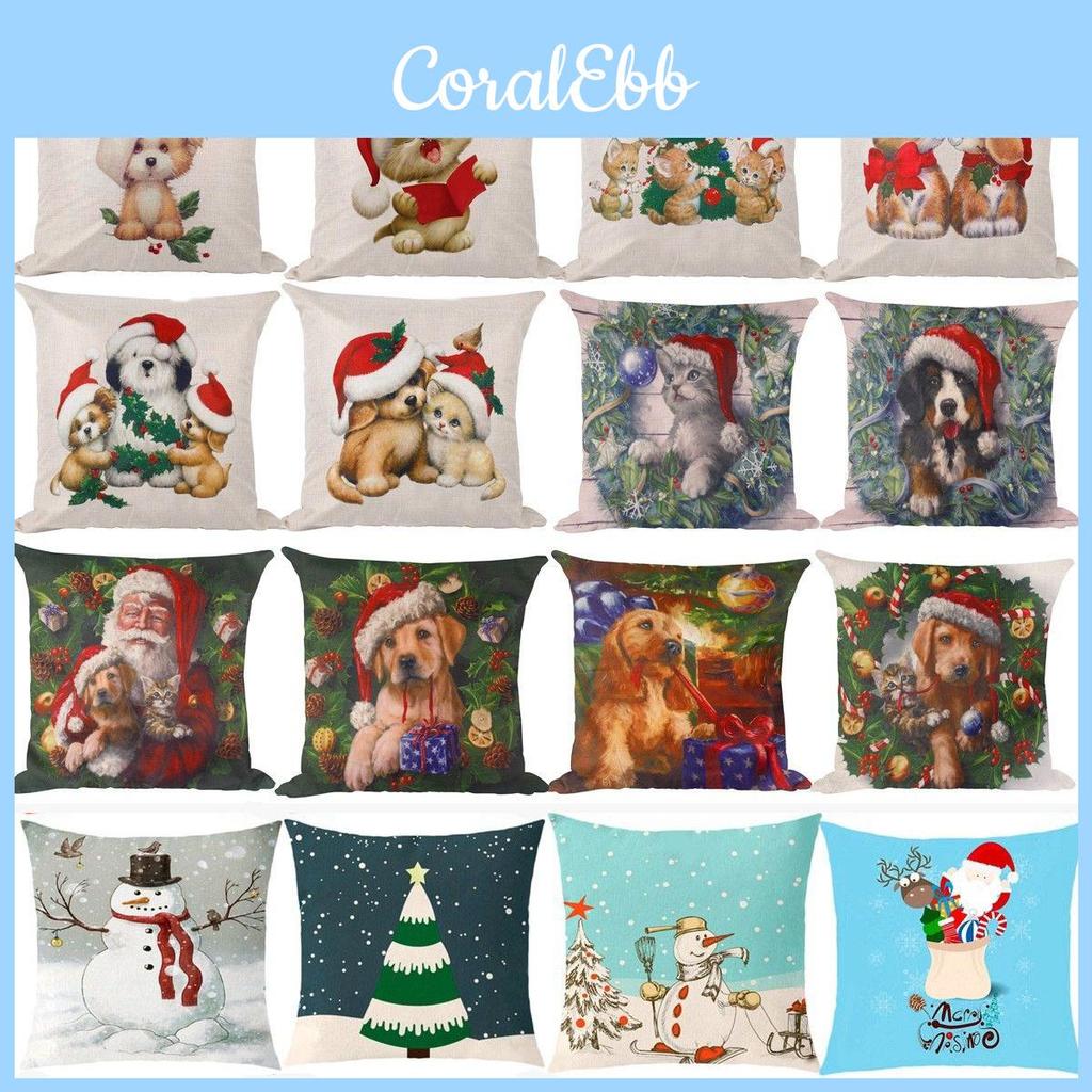 Timeless 18'' Christmas Cotton Pillow Case Linen Cushion Cover For Classic Holiday Home Decor