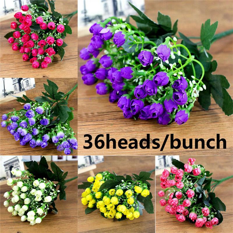 Heads Artificial 36 Silk Rose Flowers Bunch Bouquet Wedding Home Grave Decor
