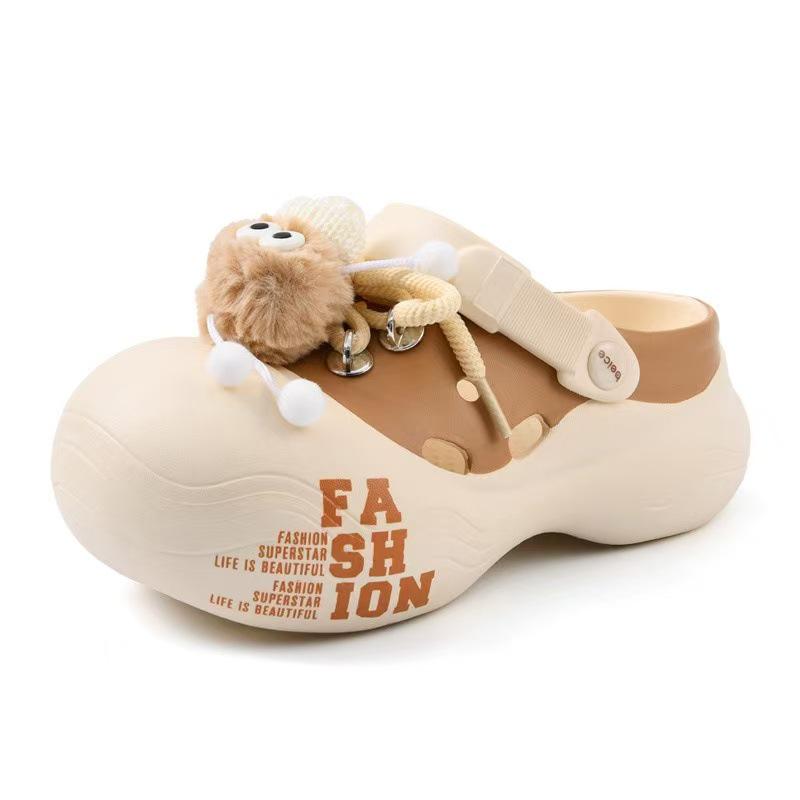 Children's Summer Closed-Toe EVA Sandals - Girls' Outdoor and Beach Slippers with Heel