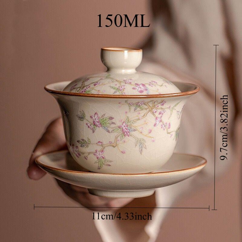 

150ml Ru Kiln Opening Three Talents Bowl/Tea Bowl/Nourishing Kung Fu Gaiwan Tea Set/Ceramic Tea Bowl Tureen