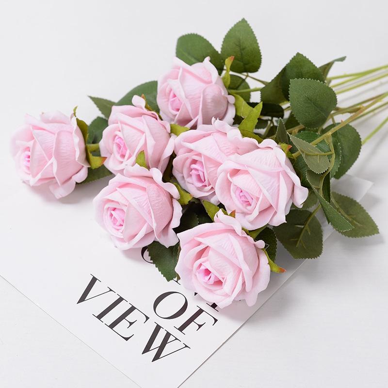 Artificial Flower for Home Decor Valentine's Day Velvet Rose DIY Wedding Bouquet Eco-friendly Floral Ornament for Holiday Party