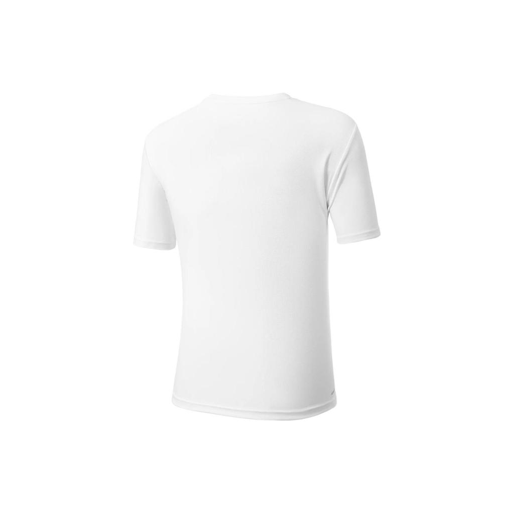 Li Ning Badminton Serie Sa Culture Serie Buchstaben Rundhals Pullover Kurzarm T-Shirt Unisex Oberteile Standard-Weiß AHSU463-2