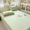 100% Cotton Solid Color Fitted Bed Sheet Set - 3 Pieces, Single/Double Size, Pure Cotton for Home or Dorm.