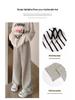 Women's Black and White Striped Terry Pants: High-Waist, Loose, Wide-Leg, Casual Fleece, Spring/Autumn 2025.
