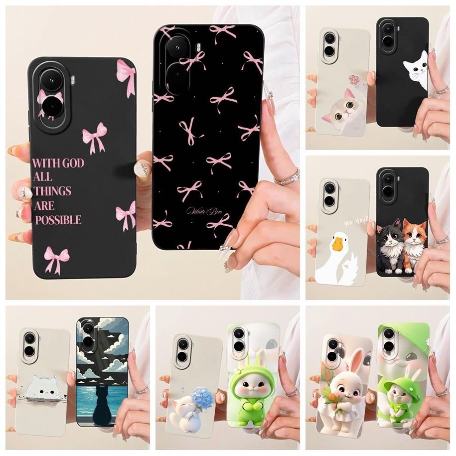 For Xiaomi Poco M7 4G Case Simple Bowknot Cartoon Cat Rabbit Soft Silicone Back Cover For Xiaomi Poco M7 Plus M7Plus PocoM7 Capa