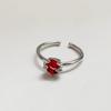 Korean Style Red Diamond Zirconia Cat Open Ring for Women - Fashionable and Sweet.