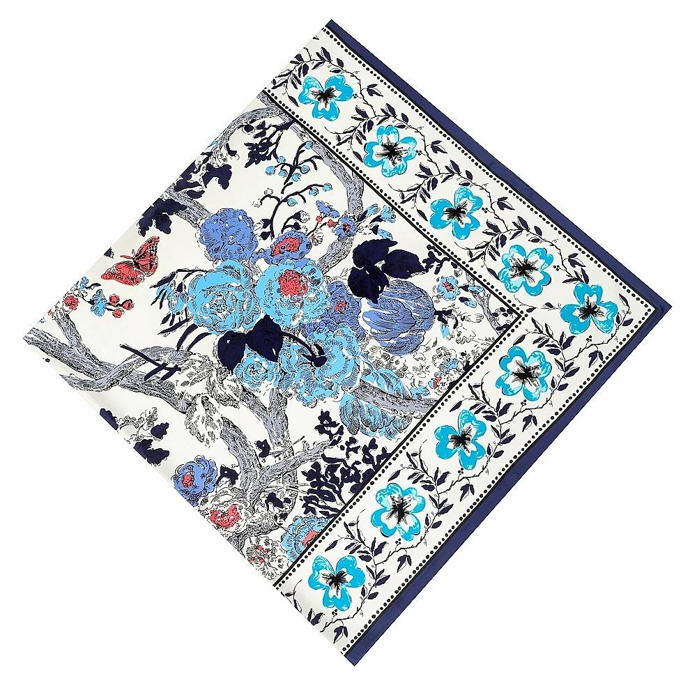 130cm Retro Floral Printing Twill Silk Square Scarf Women Multi-Purpose Shawl Sun Protection Four Season Travel Scarf