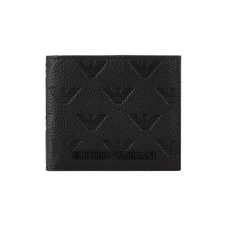 

Emporio Armani All-Over Eagle Head Embossed Leather Wallet Men Wallet Black YEM122-Y142V-81072 Black
