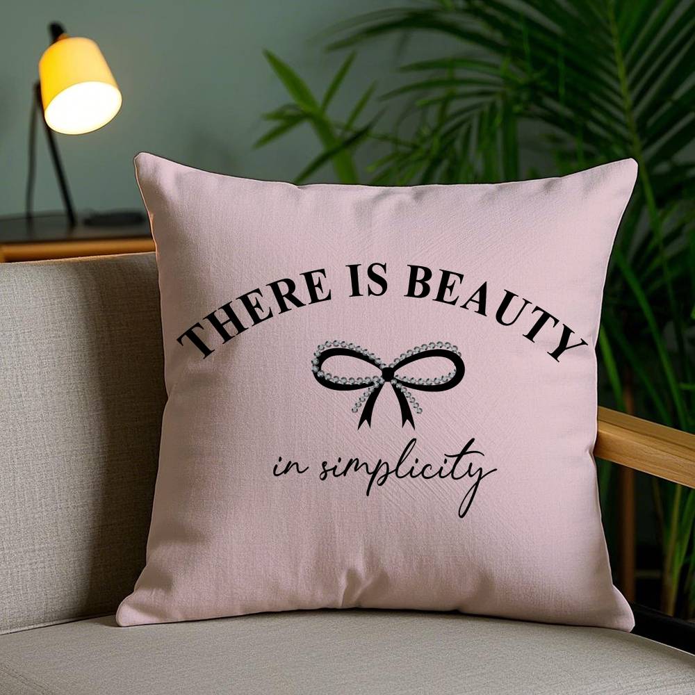 Korean Trendy Bow Pillow Case Sofa Short Plush Double-Sided Hd Printing Room Home Office Gift Cushion Cover
